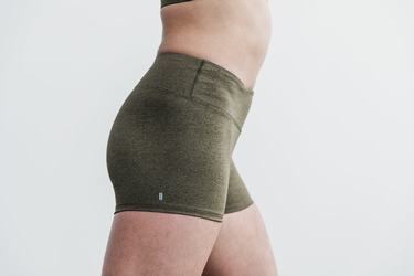 Nobull Mid-Rise 2" Plush Heather Women's Shorts Olive | Australia (AG9043)